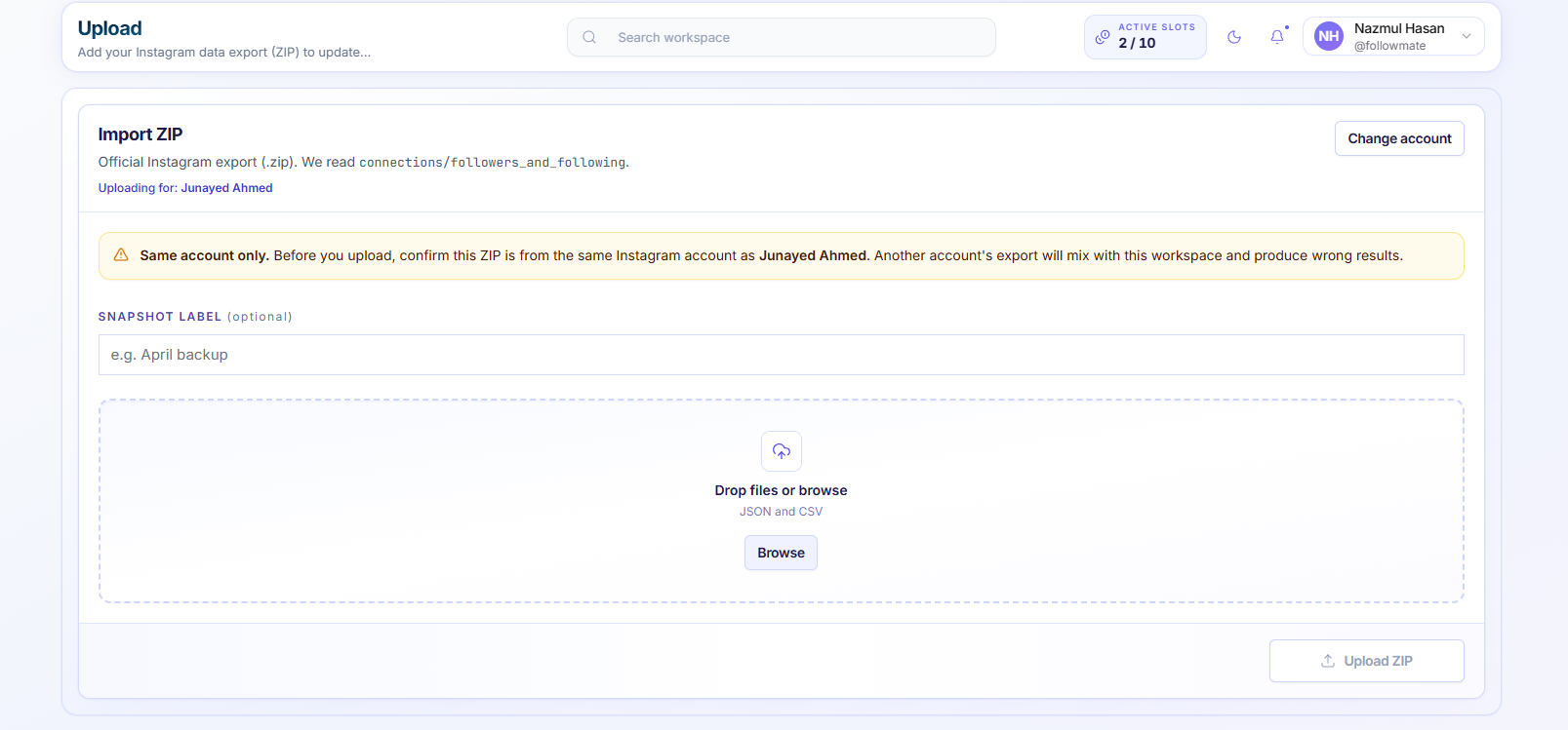 UnfollowersTracker dashboard preview