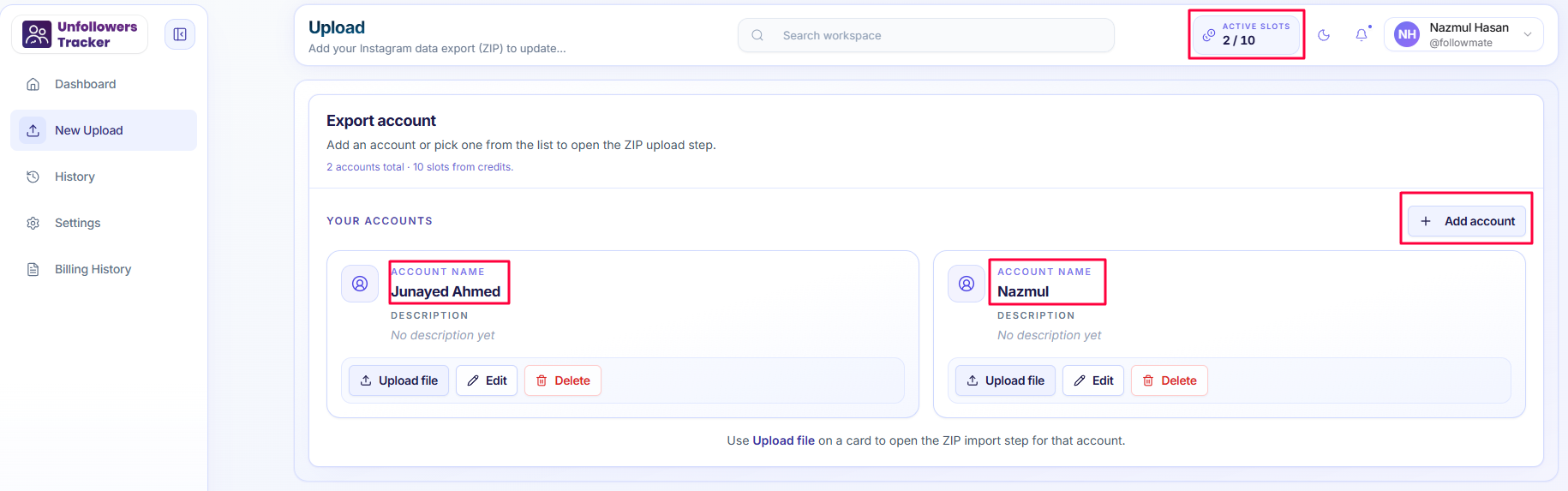 UnfollowersTracker dashboard preview